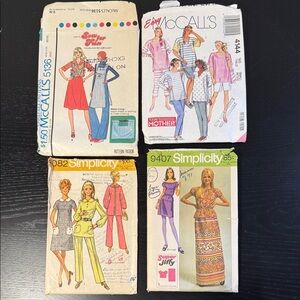 Vintage 19760s-1970s Simplicity & McCall’s Sewing Patterns- Miss Petite